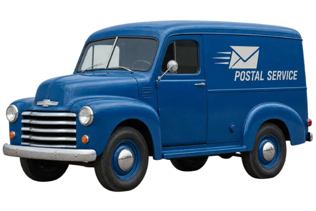 Vintage Blue Postal Service Delivery Van