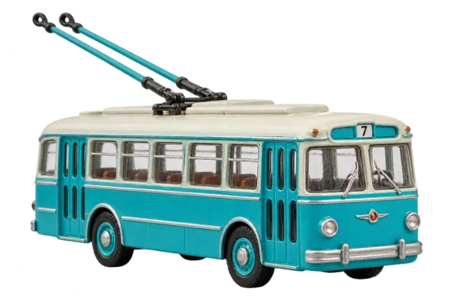 Vintage Blue Trolleybus Toy Model