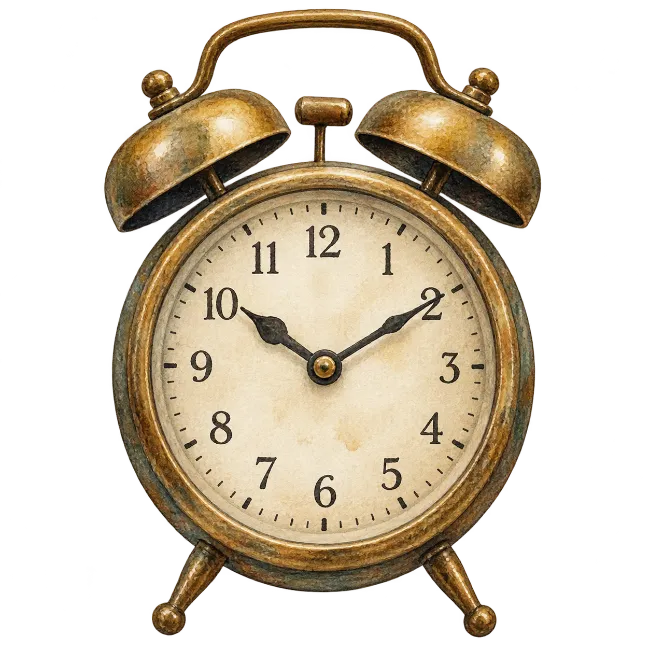 Vintage brass alarm clock isolated