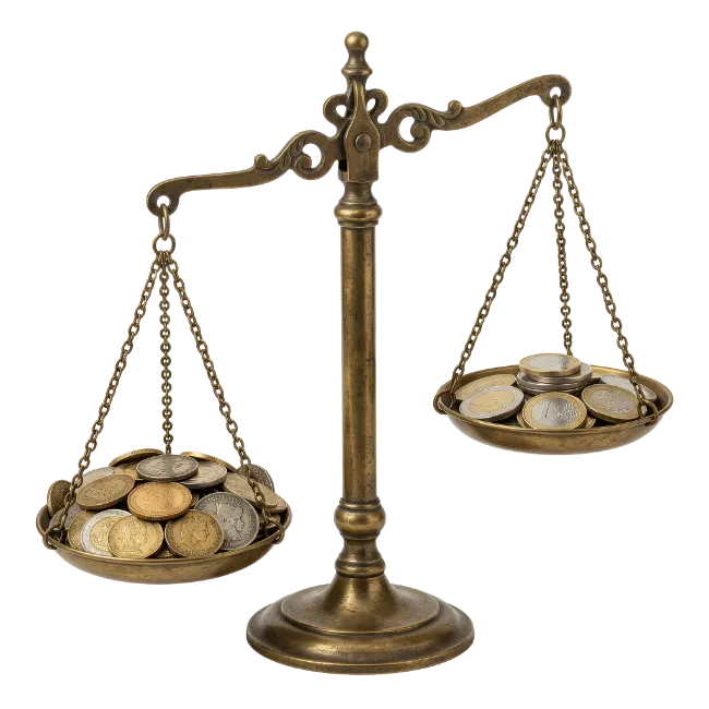 Vintage Brass Balance Scale with Coins