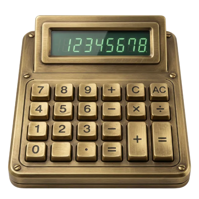 Vintage Brass Calculator with Digital Display
