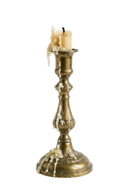 Vintage Brass Candlestick with Drip Wax