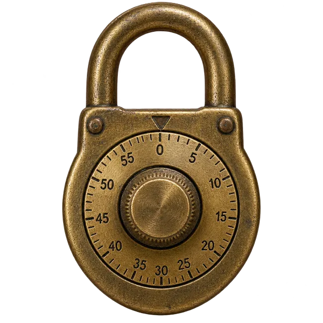 Vintage Brass Combination Padlock with Dial