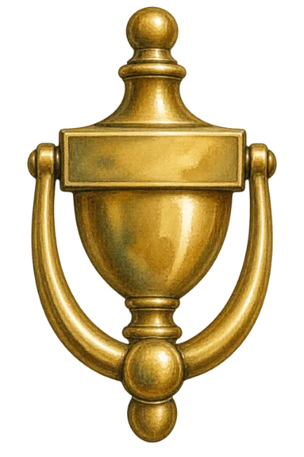 Vintage Brass Door Knocker Watercolor Illustration