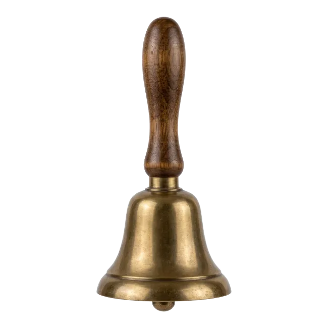 Vintage Brass Hand Bell with Wooden Handle