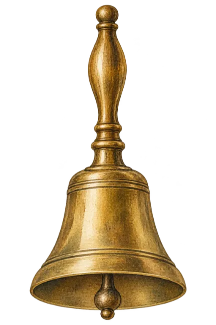 Vintage Brass Hand Bell with Wooden Handle