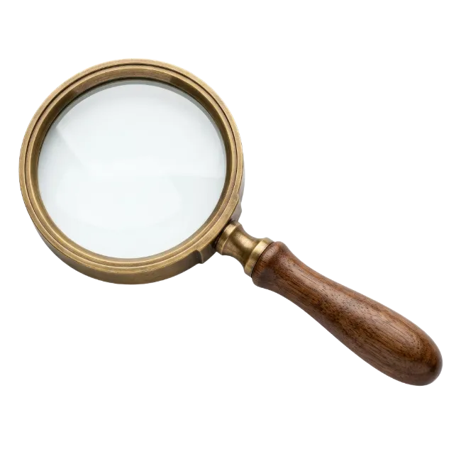 Vintage Brass Magnifying Glass with Wooden Handle