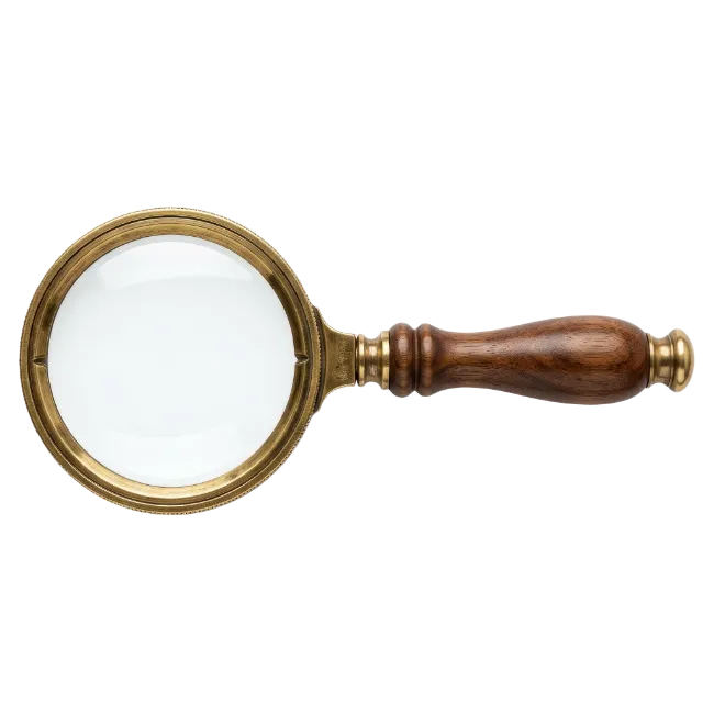 Vintage Brass Magnifying Glass with Wooden Handle
