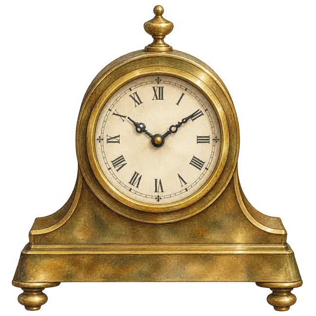 Vintage Brass Mantel Clock Illustration