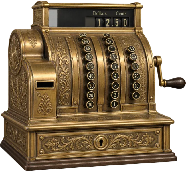 Vintage Brass Mechanical Cash Register