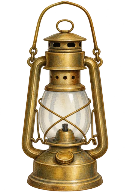 Vintage Brass Oil Lantern with Glass Globe
