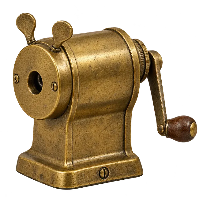 Vintage Brass Pencil Sharpener with Hand Crank
