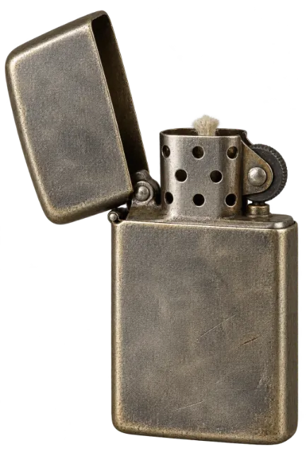 Vintage Brass Pocket Lighter Open