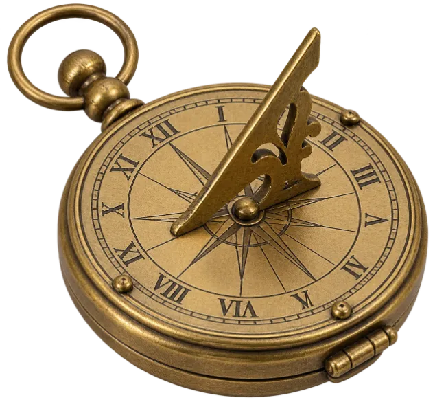 Vintage Brass Pocket Sundial Compass