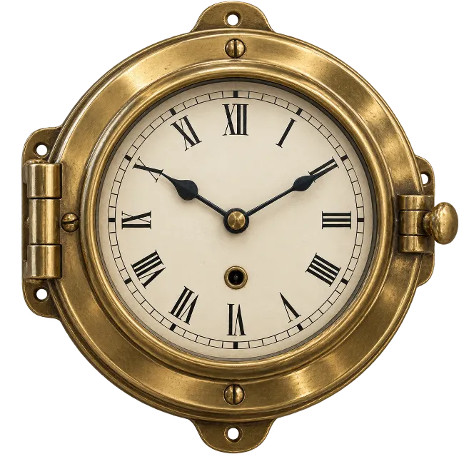 Vintage Brass Porthole Wall Clock