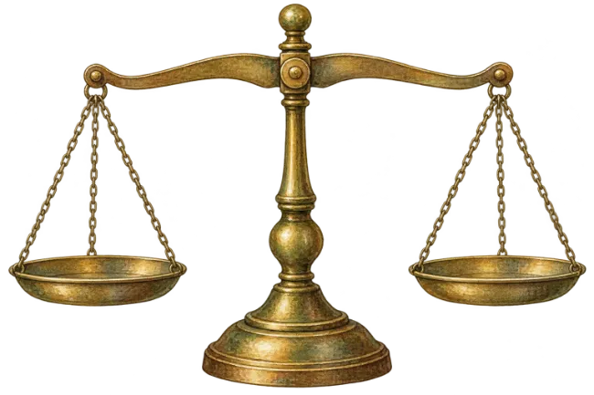 Vintage Brass Scales of Justice Illustration