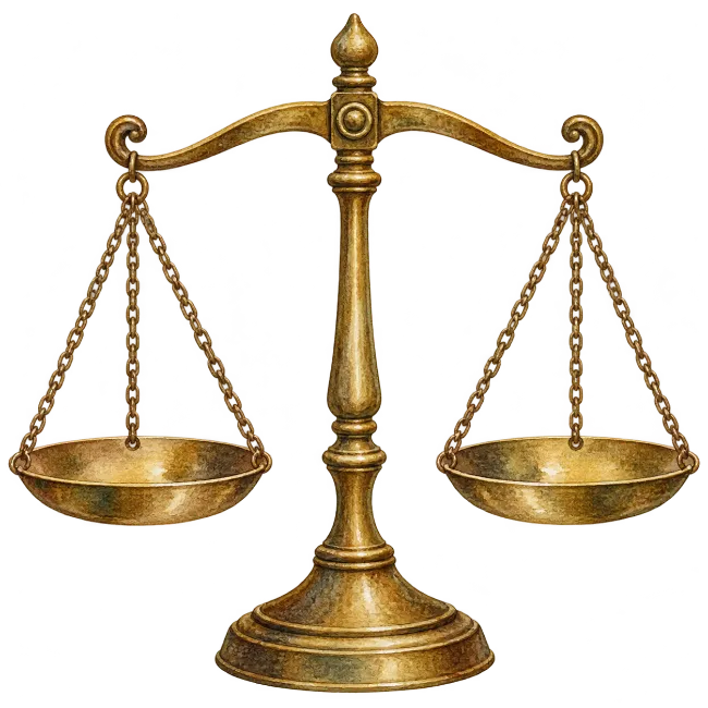 Vintage brass scales of justice illustration