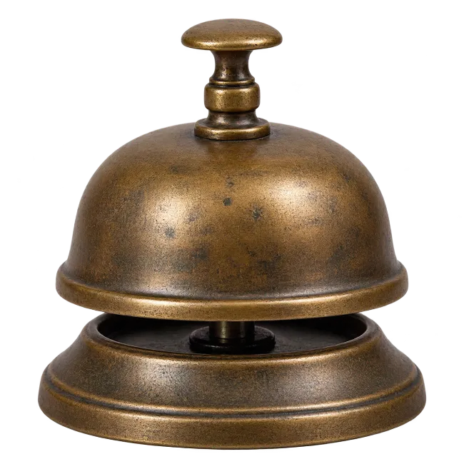 Vintage Brass Service Desk Bell Isolated