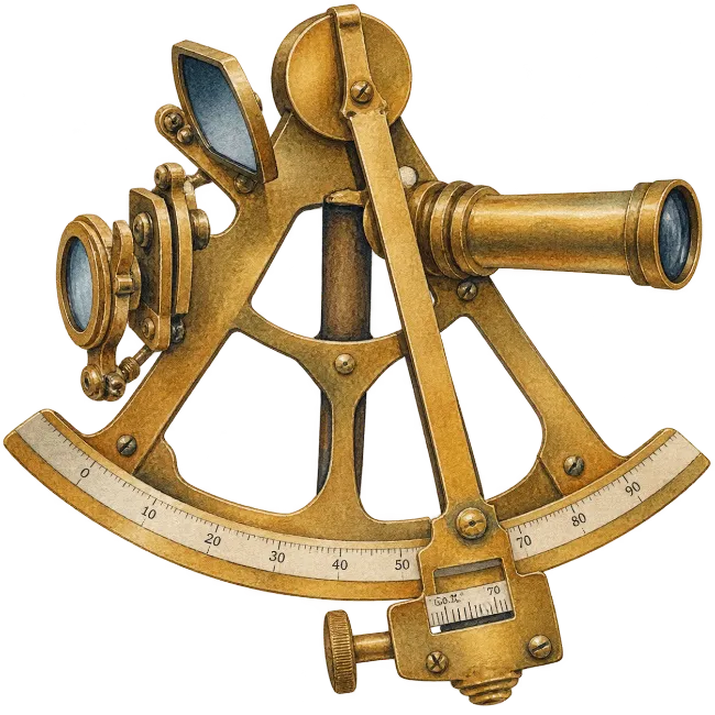 Vintage Brass Sextant Navigation Instrument Illustration