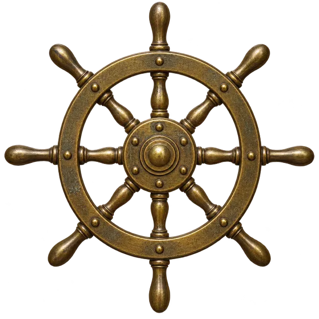 Vintage Brass Ship Steering Wheel