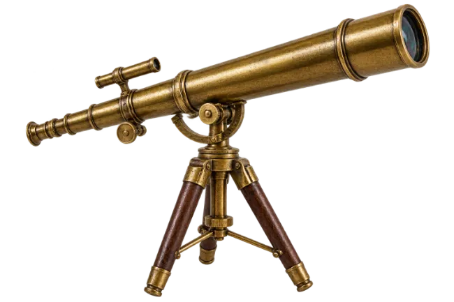 Vintage Brass Telescope on Wooden Tripod