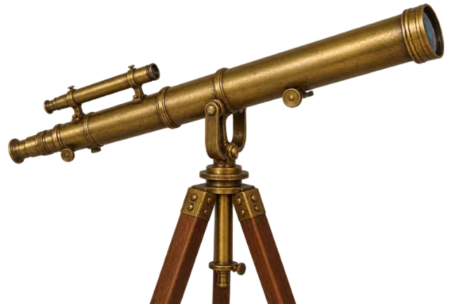 Vintage Brass Telescope on Wooden Tripod
