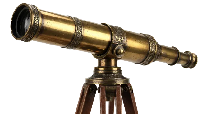 Vintage Brass Telescope on Wooden Tripod