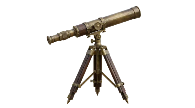 Vintage Brass Telescope on Wooden Tripod