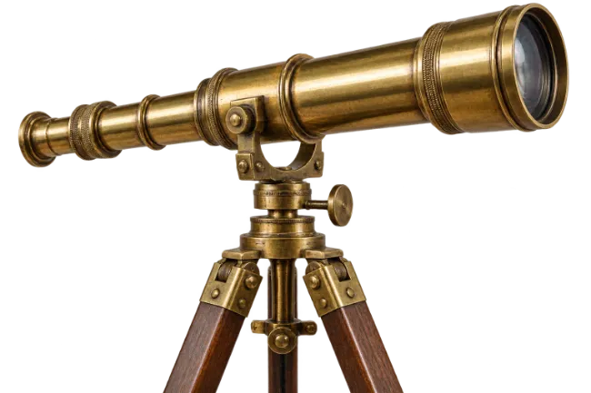 Vintage Brass Telescope on Wooden Tripod
