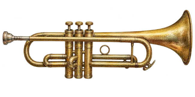 Vintage Brass Trumpet Illustration