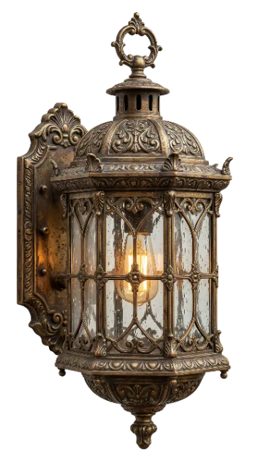 Vintage Brass Wall Lantern Sconce