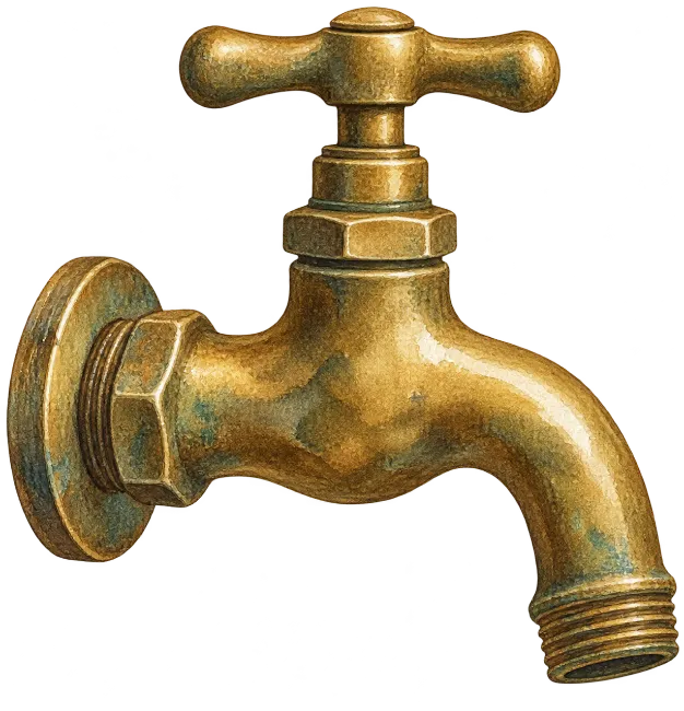 Vintage Brass Water Tap Illustration