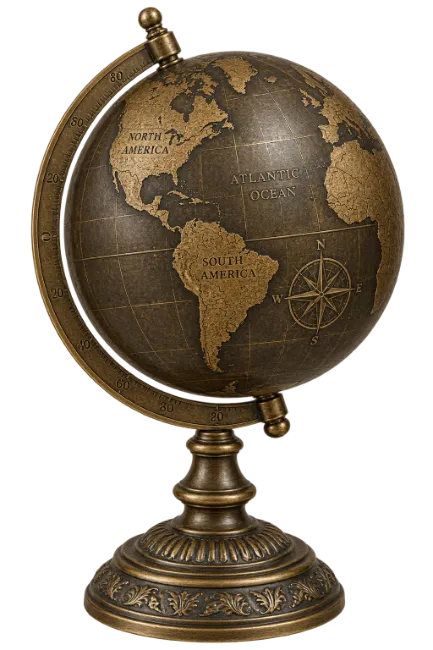 Vintage Bronze World Globe