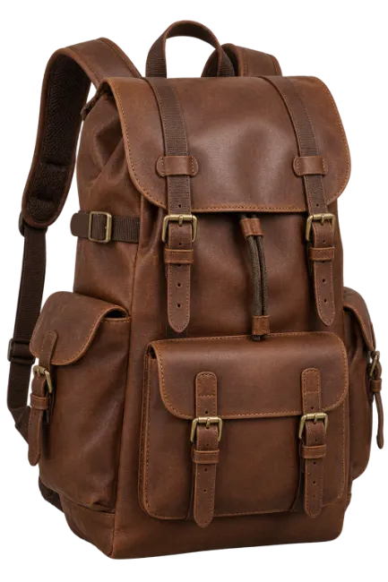 Vintage Brown Leather Backpack