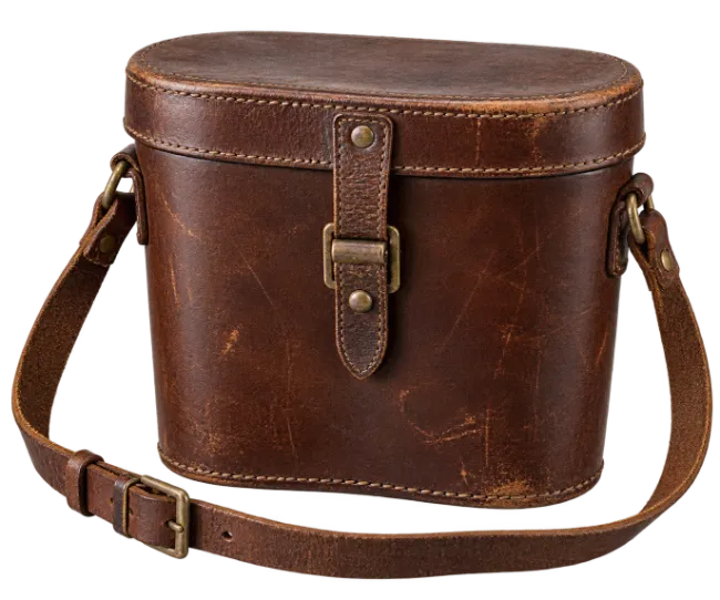 Vintage Brown Leather Binocular Case With Strap