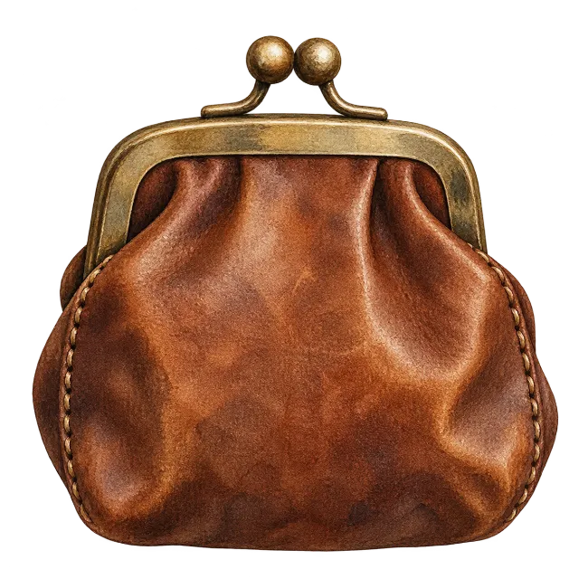 Vintage Brown Leather Coin Purse Illustration