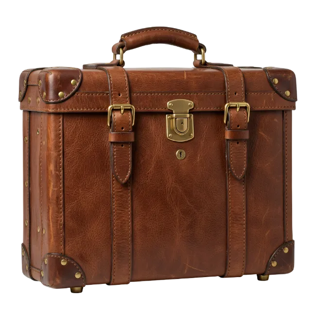 Vintage Brown Leather Suitcase
