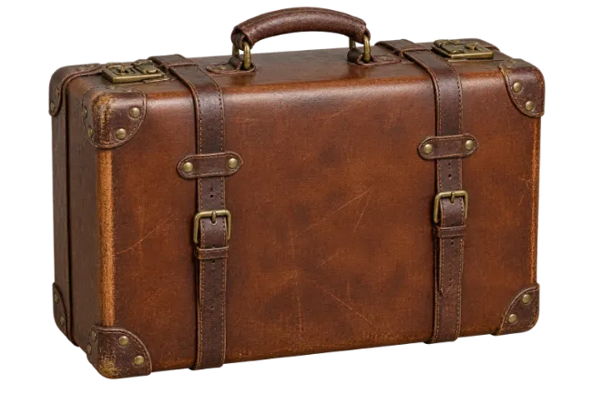 Vintage Brown Leather Suitcase