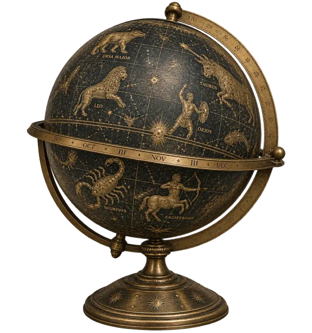 Vintage Celestial Globe with Zodiac Constellations