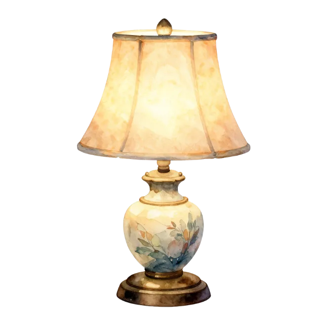 Vintage Ceramic Table Lamp with Floral Painted Base