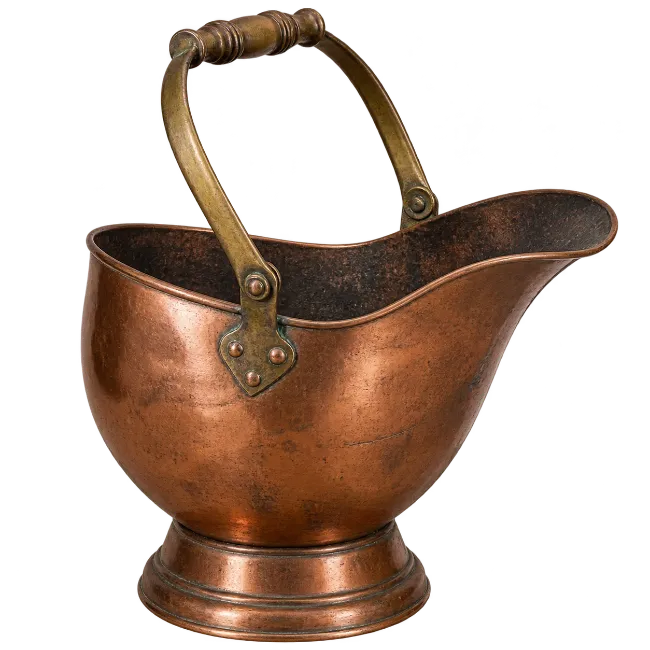 Vintage Copper Coal Scuttle with Brass Handle