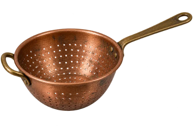 Vintage Copper Colander with Brass Handles