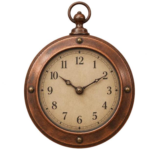 Vintage Copper Pocket Watch Clock