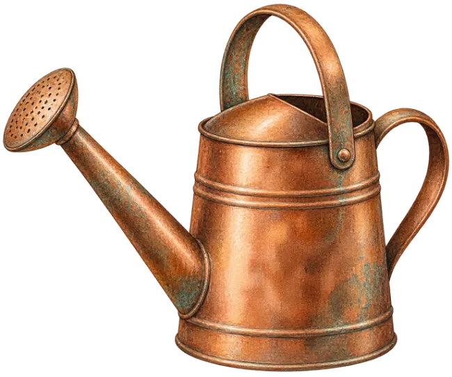 Vintage Copper Watering Can Illustration