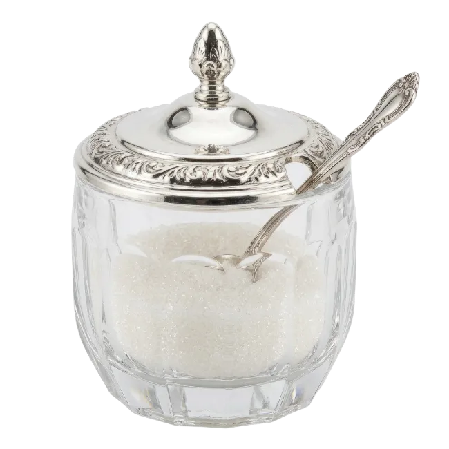 Vintage Crystal Sugar Bowl with Spoon