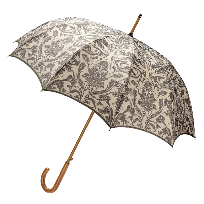 Vintage Damask Pattern Umbrella with Wooden Handle