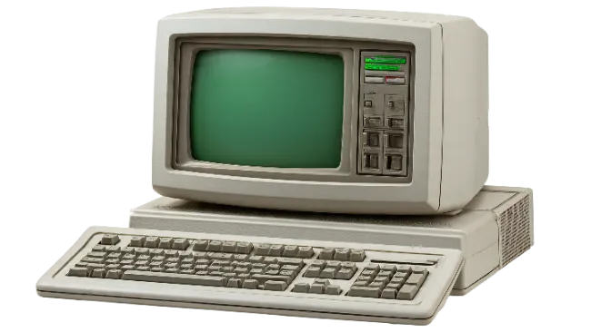 Vintage Desktop Computer with Green Screen