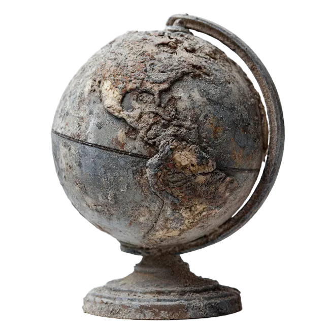 Vintage Dirty Desk Globe Showing Americas