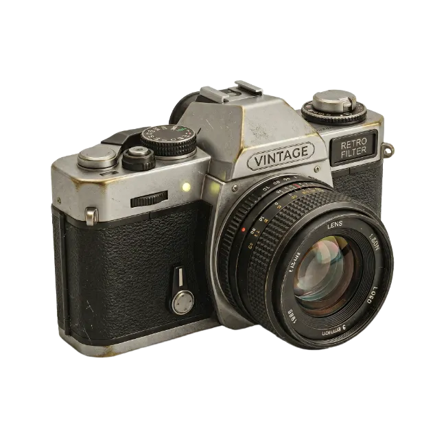 Vintage Film Camera Isolated on Black
