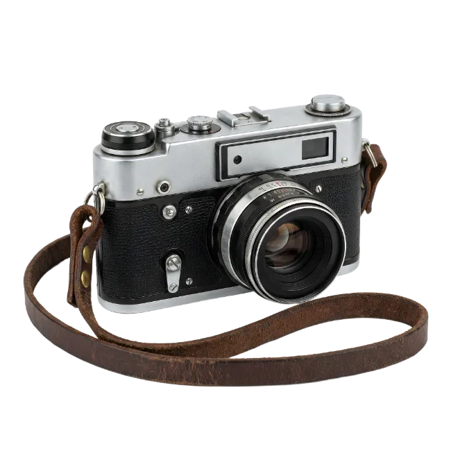 Vintage Film Camera with Leather Strap